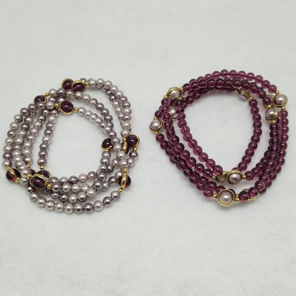 2 Purple Beaded Necklace #285 - Picture 8 of 12